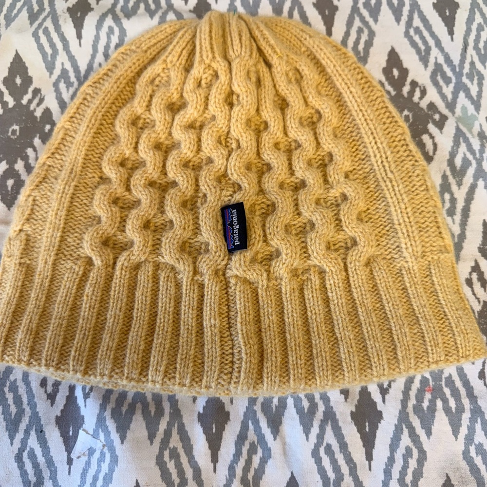 Patagonia Yellow Cable Knit Beanie